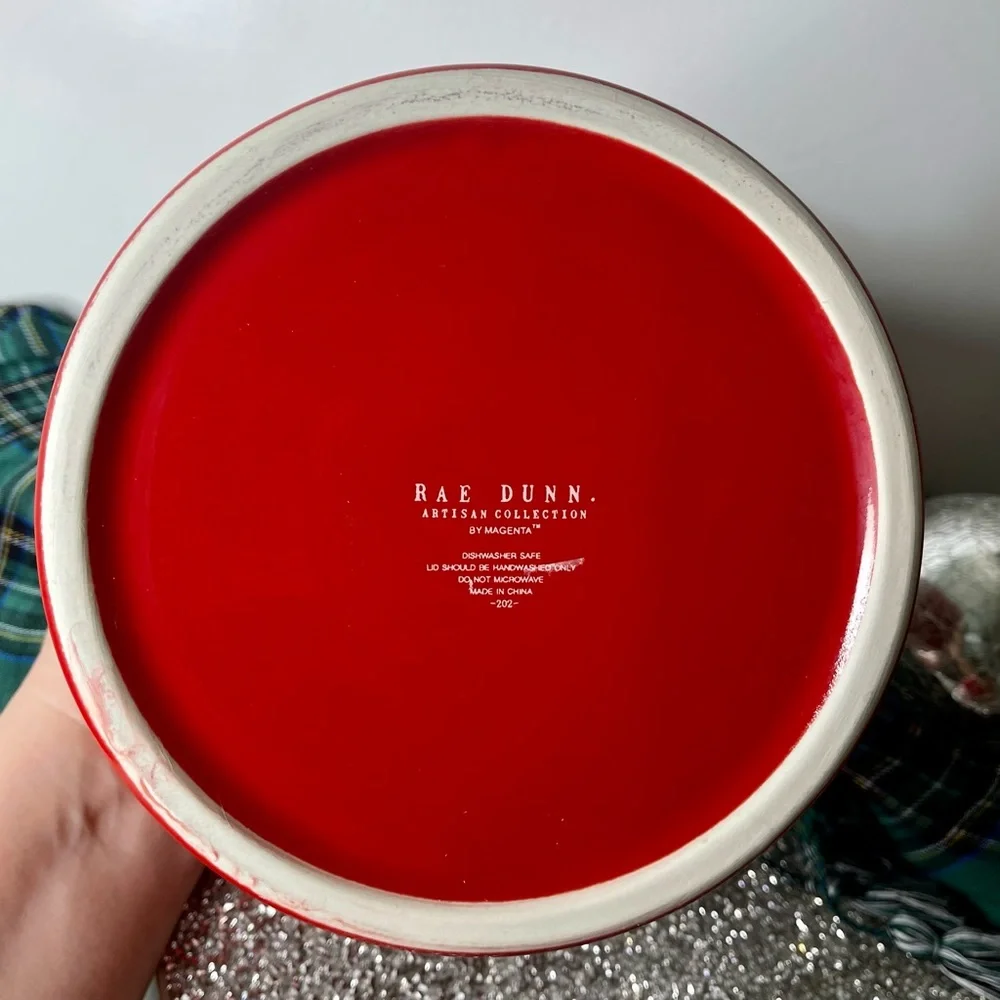 Rae Dunn Red Holiday Cookie Jar Mrs. Claus’s Kitchen Christmas Ceramic Jar New